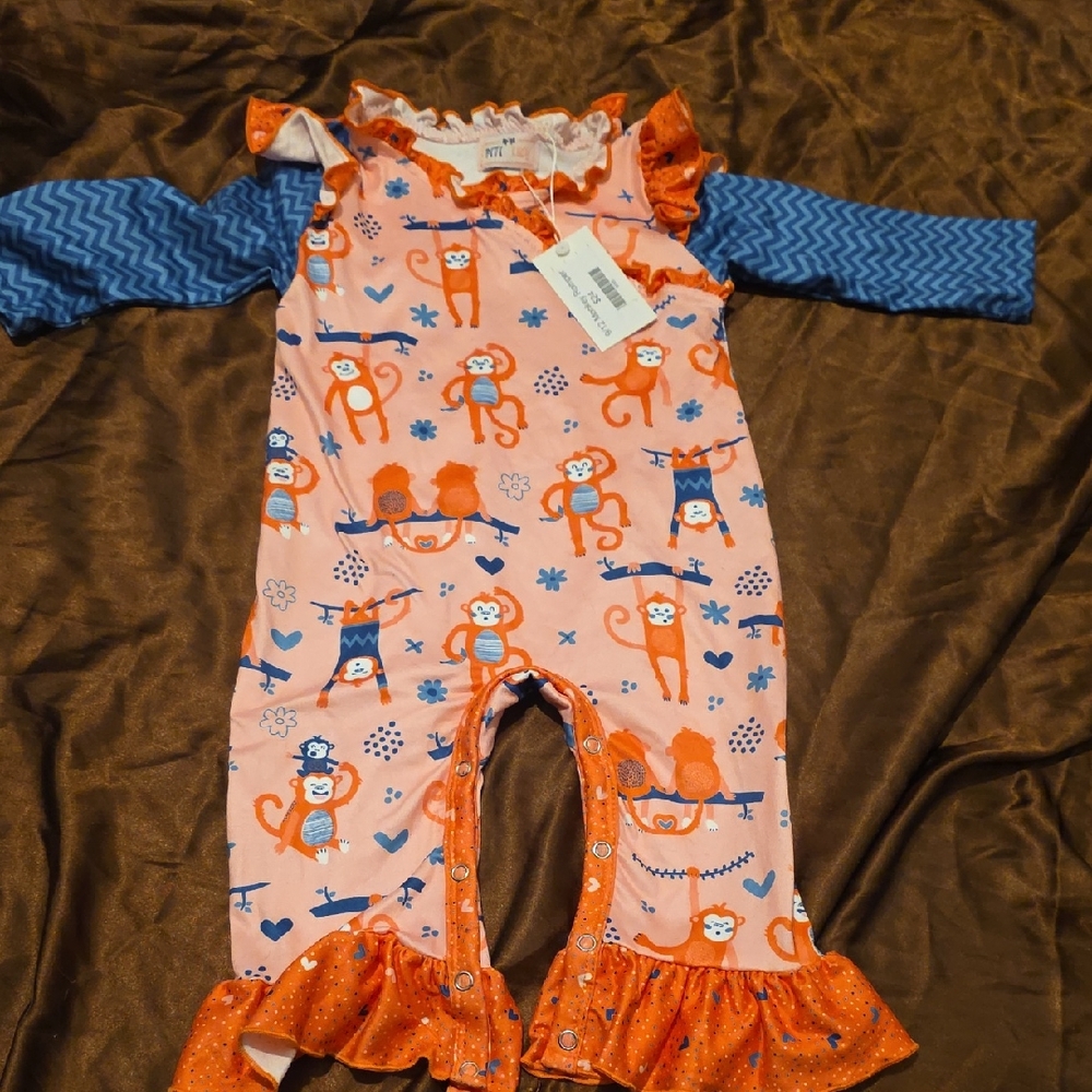 Playful Monkey Print Kids Footie